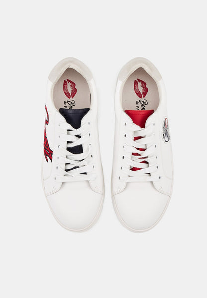 Baskets en cuir-Simone Sororité Embleme-Bleu/Blanc/Rouge