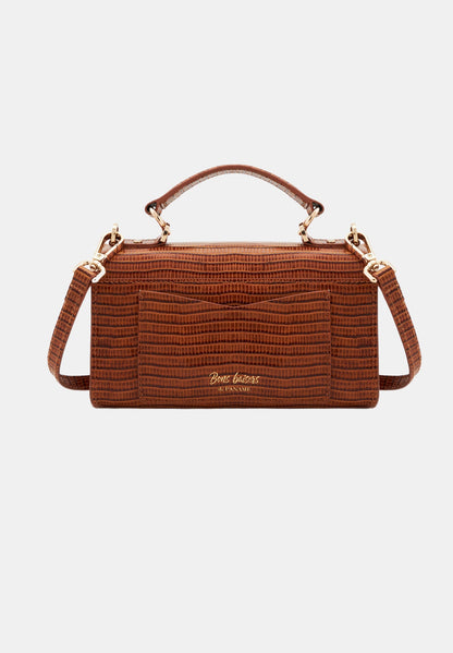 Small Satchel-Sealed With A Kiss Lizard Cognac